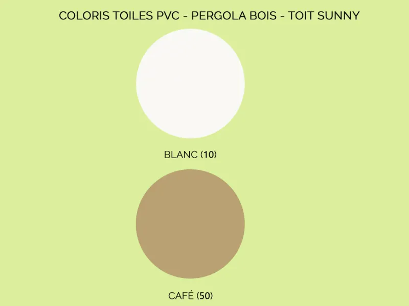 Coloris des toiles PVC pour pergola bois toit "SUNNY"
