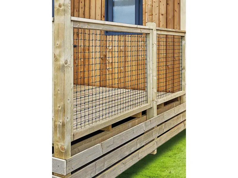 rambarde Pyla filet noir Clairval pour terrasse bois mobil-home gamme classique